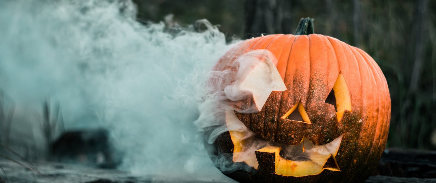 Halloween pumpkin with smoke
