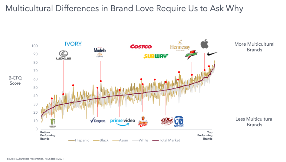 Differences in how multicultural groups prefer brands