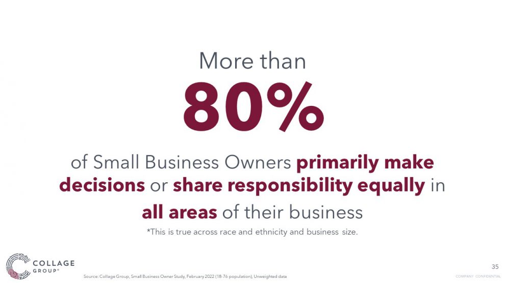 Many small business owners make primary decisions