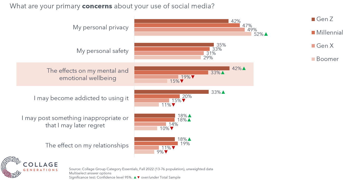 Primary concerns about use of social media