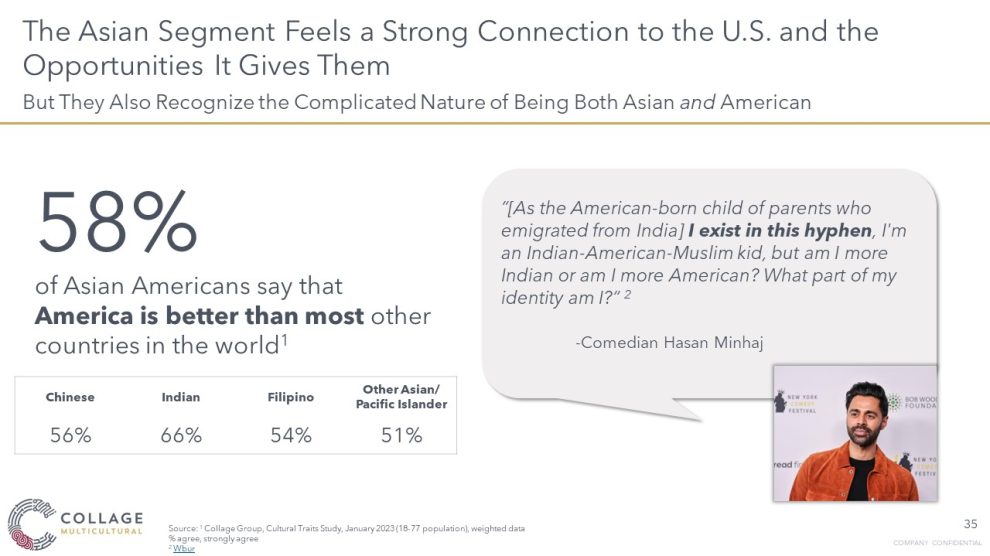 The Asian segment feels a strong connection to the U.S.