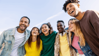 Laughing group of multicultural Gen Z