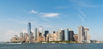 View of New York City over water