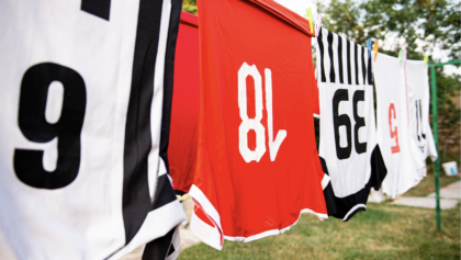 Jerseys on laundry line