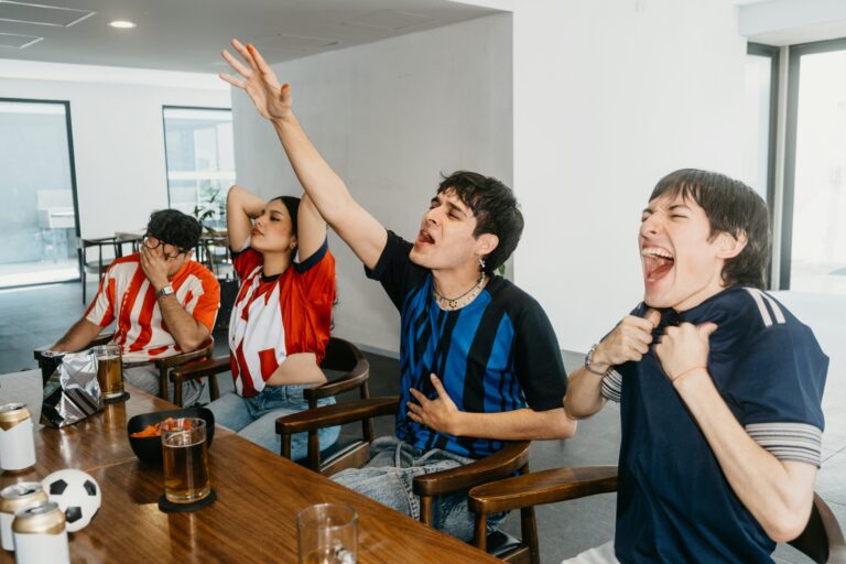 Hispanic sports fans cheering