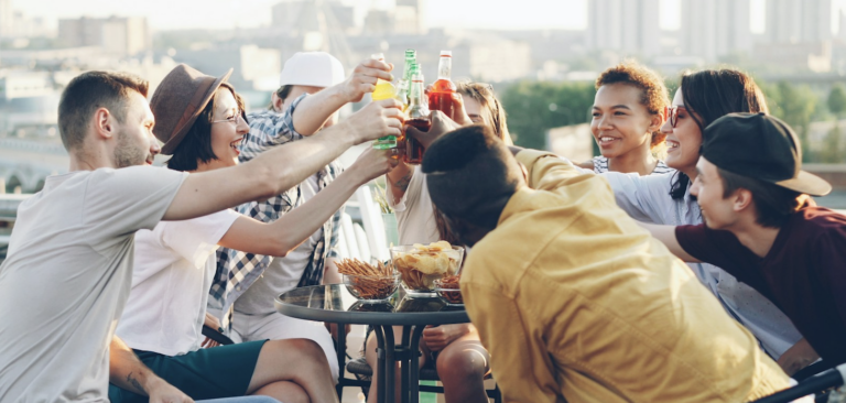 Group of friends cheersing